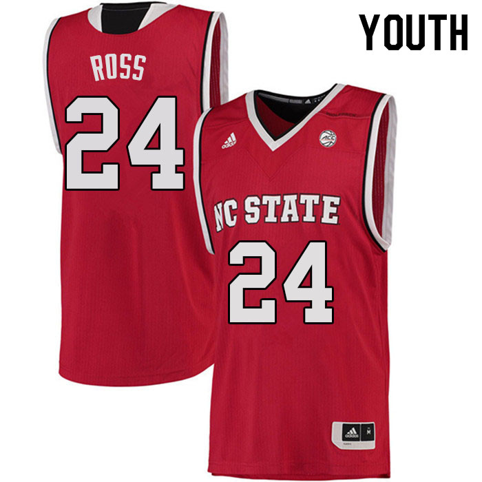 Youth #24 Ernest Ross NC State Wolfpack College Basketball Jerseys Sale-Red